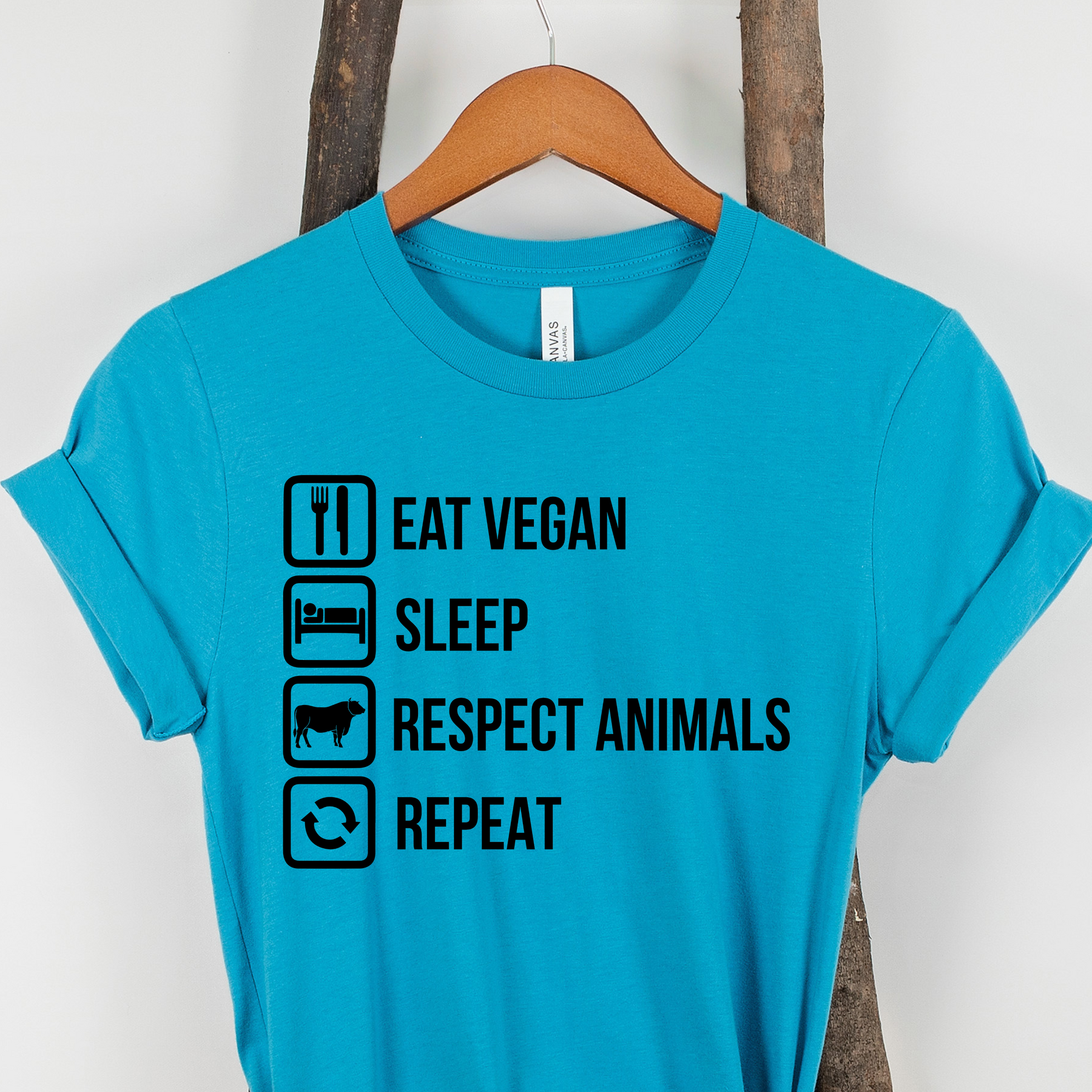 EAT VEGAN RESPECT ANIMALS REPEAT UNISEX t-shirt