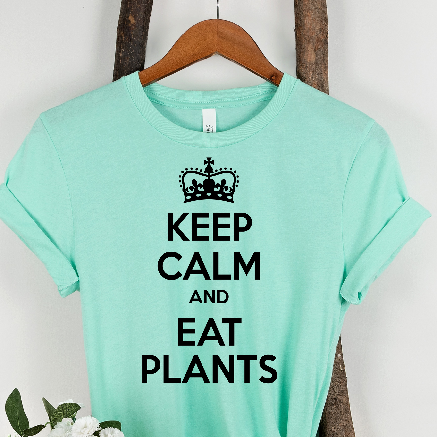 Keep Calm Eat Plants Colored t-shirt