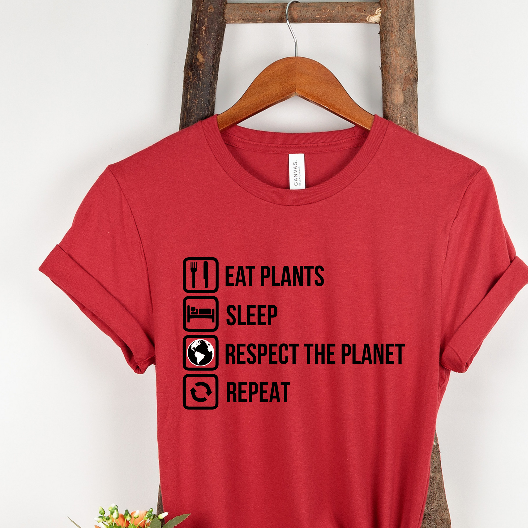 EAT PLANTS RESPECT PLANET Colored t-shirt