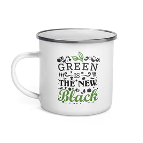 Green Is New Black Enamel Mug