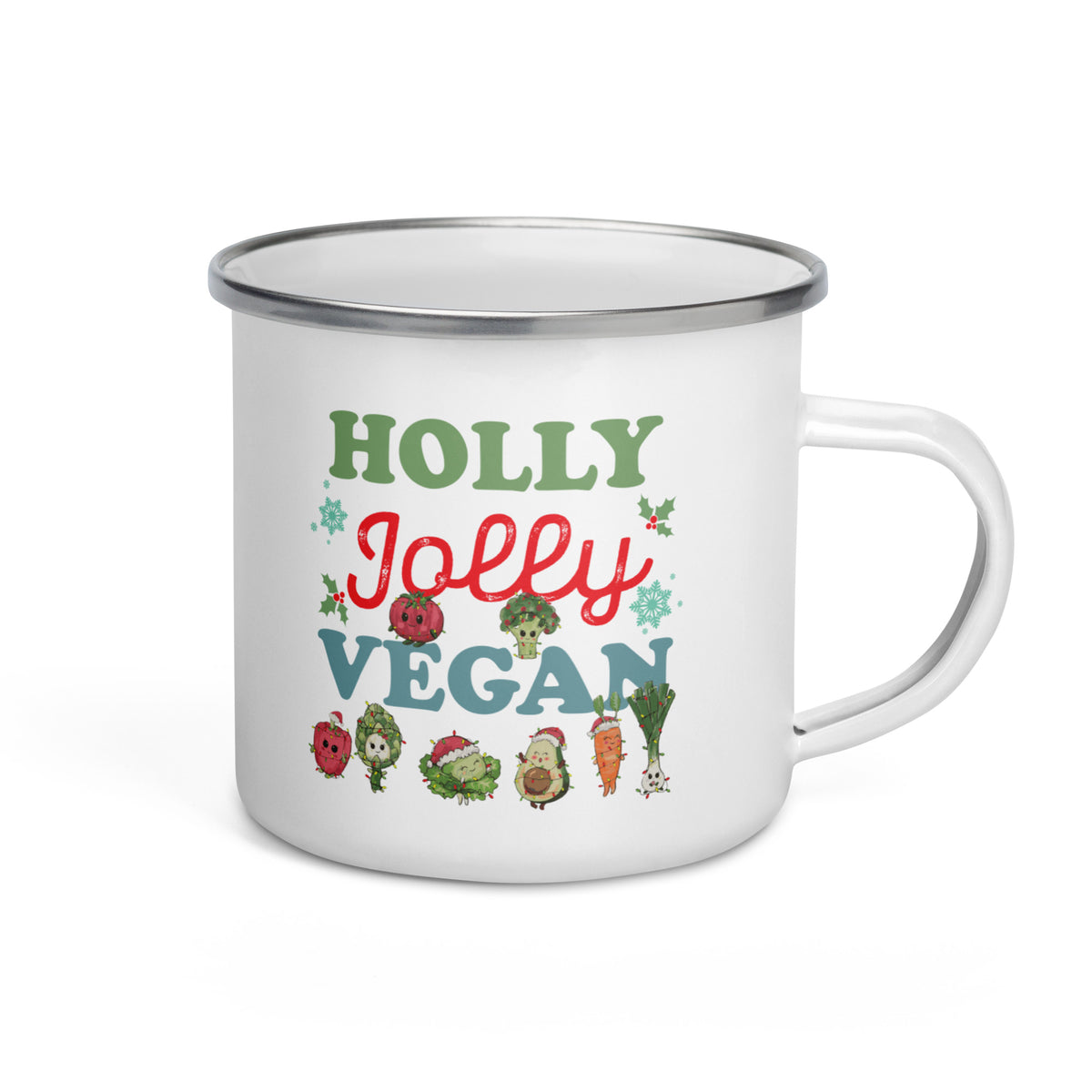 Holly Jolly Vegan Enamel Mug