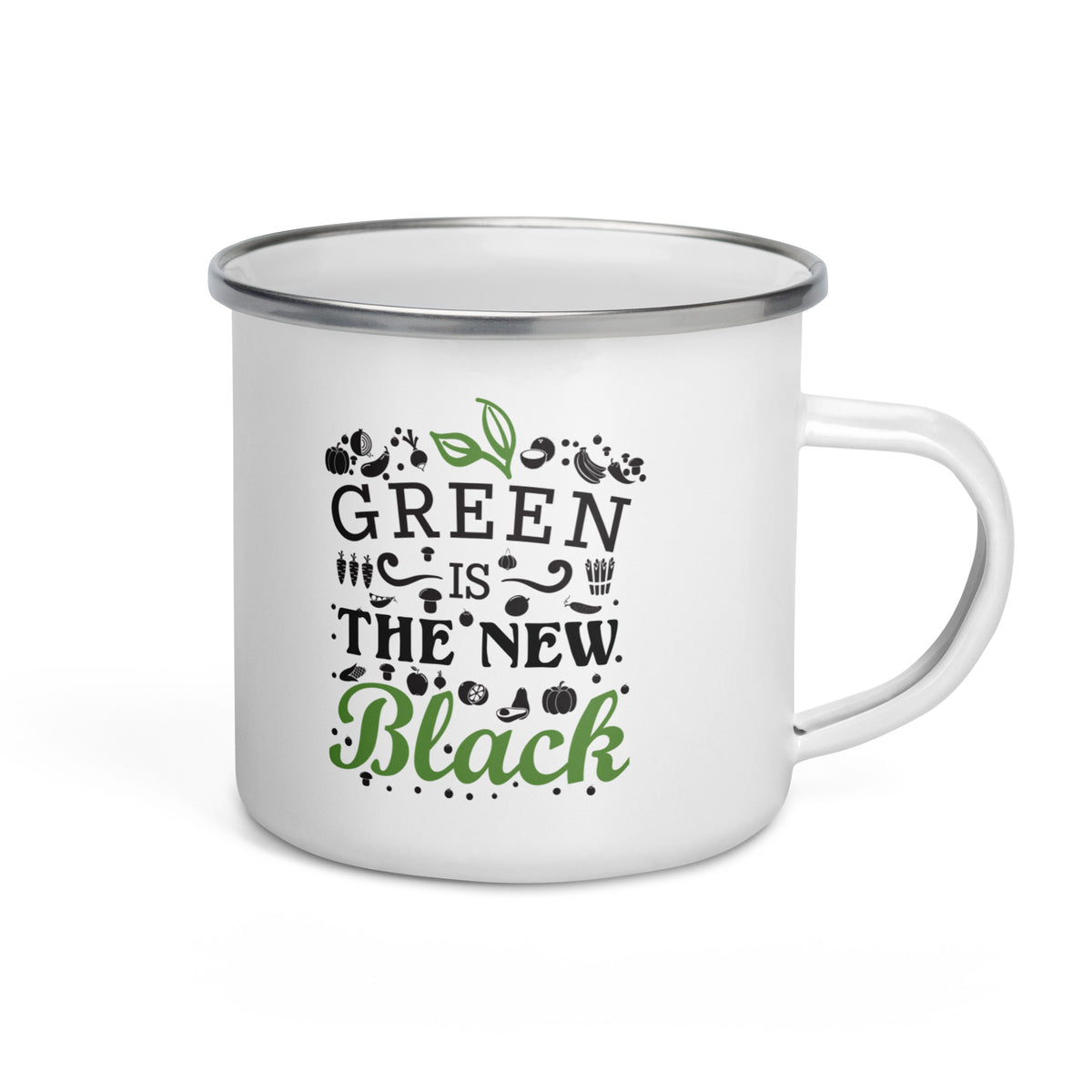 Green Is New Black Enamel Mug