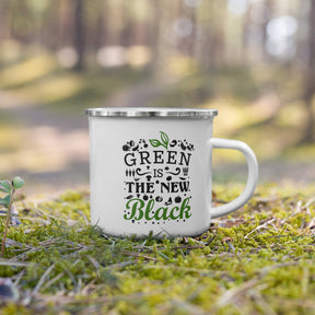 Green Is New Black Enamel Mug