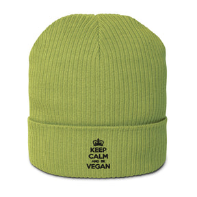 KEEP CALM BE VEGAN Organic ribbed beanie