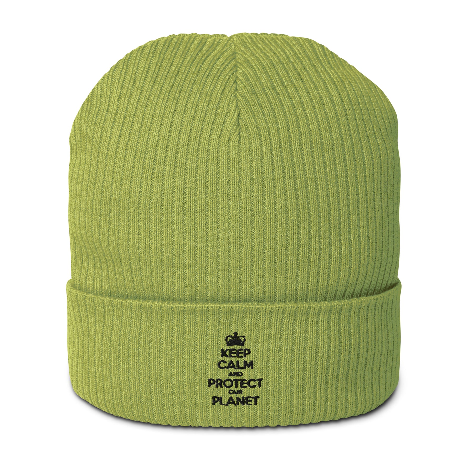 KEEP CALM PROTECT PLANET Organic ribbed beanie