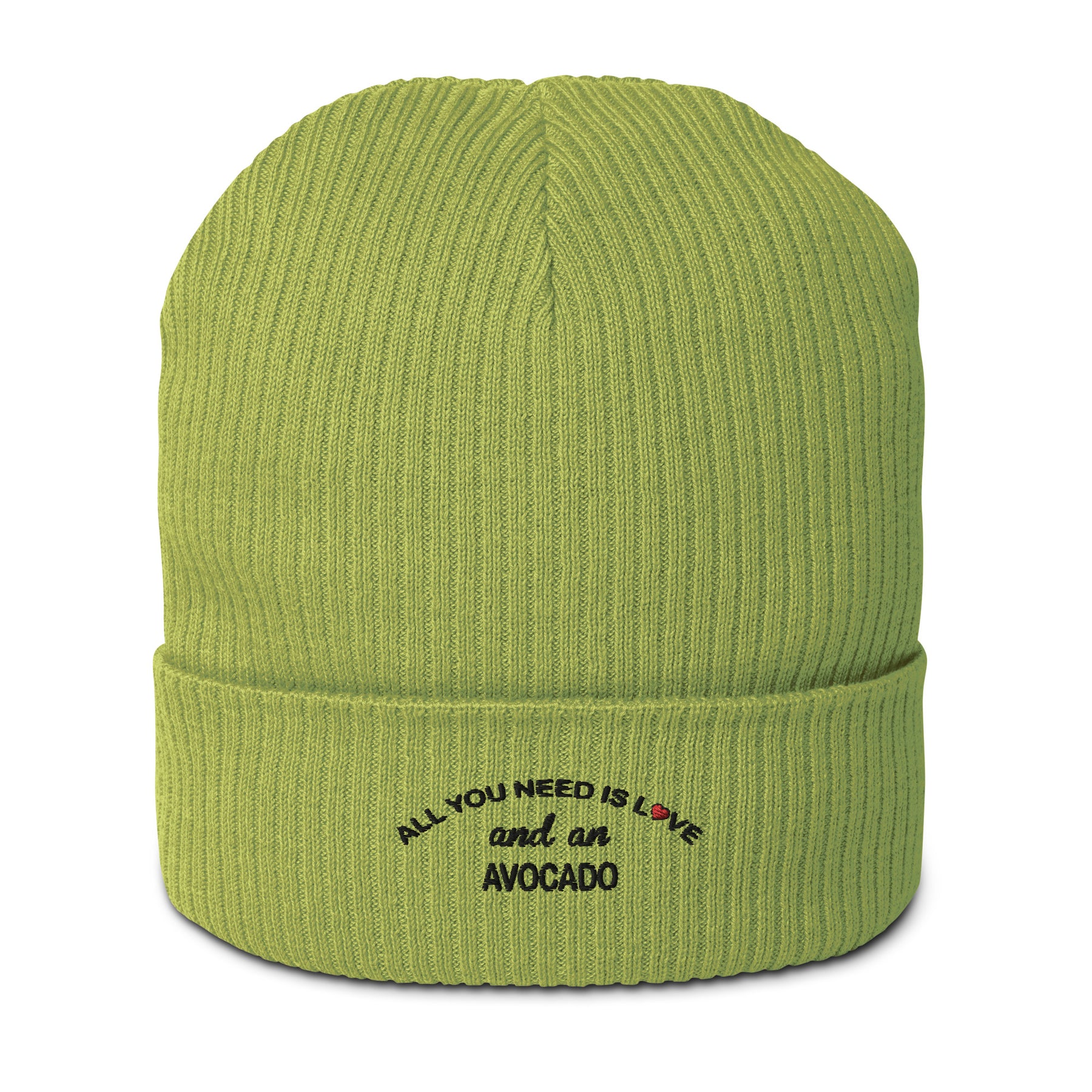 All You Need is Love Avocado Organic ribbed beanie