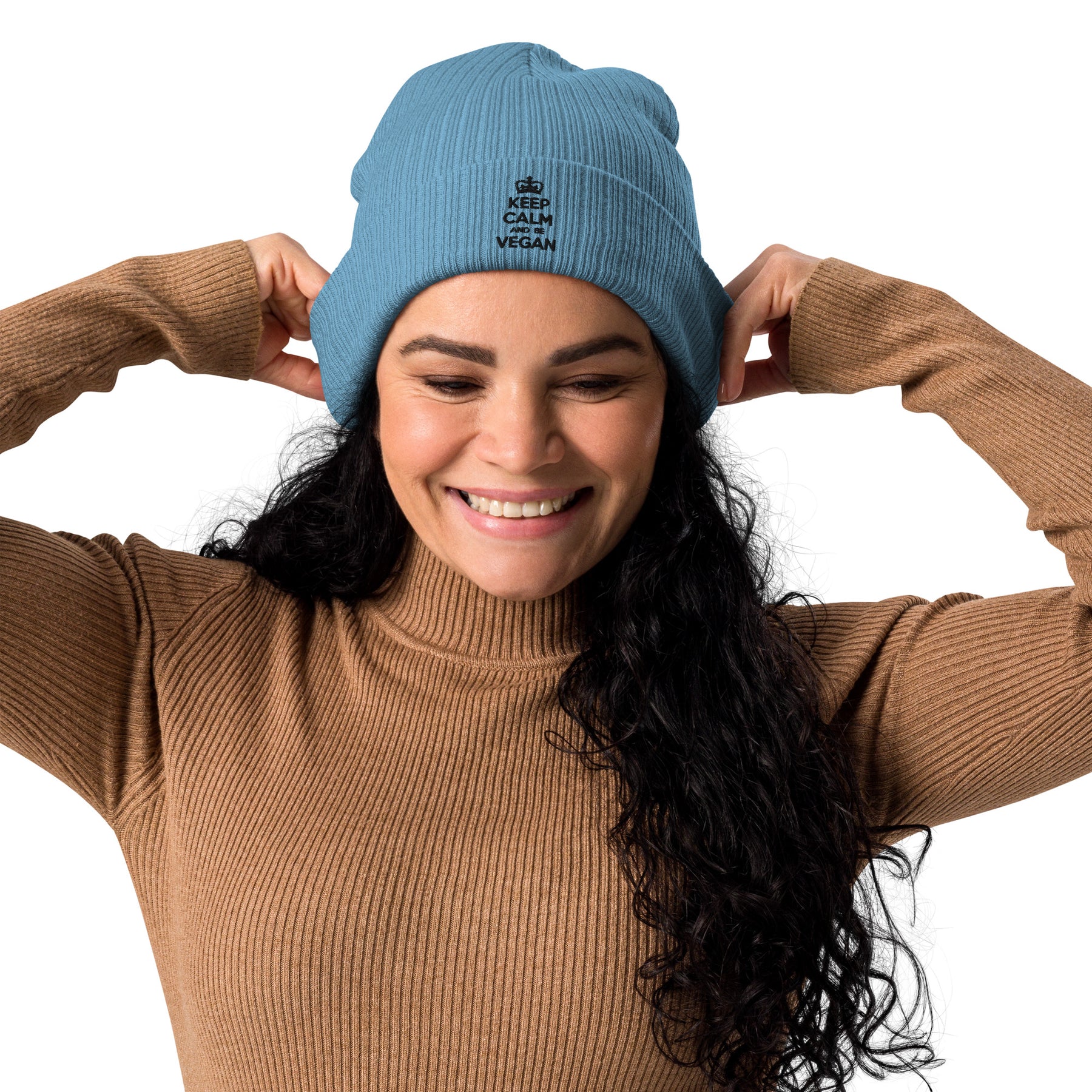 KEEP CALM BE VEGAN Organic ribbed beanie