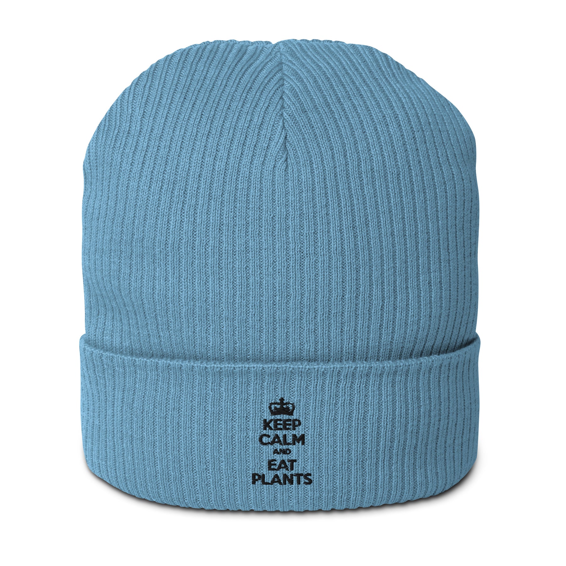 KEEP CALM EAT PLANTS Organic ribbed beanie