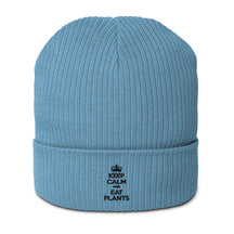 KEEP CALM EAT PLANTS Organic ribbed beanie