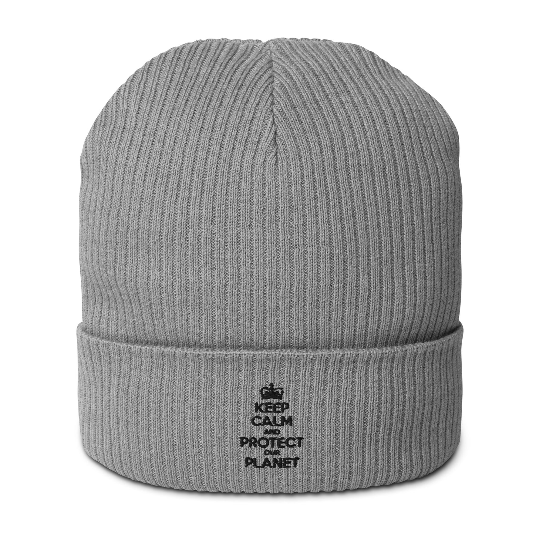 KEEP CALM PROTECT PLANET Organic ribbed beanie