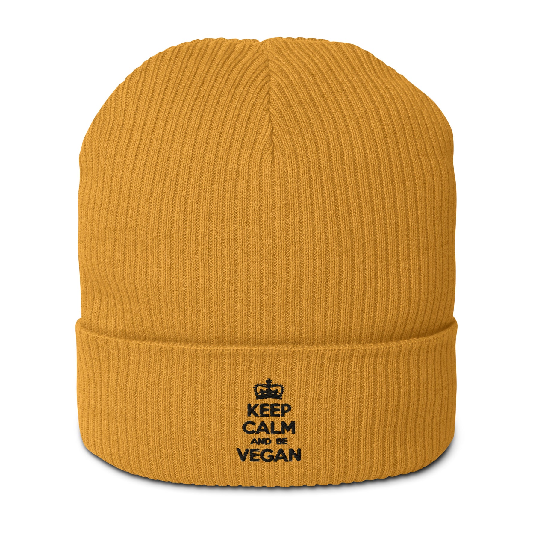 KEEP CALM BE VEGAN Organic ribbed beanie