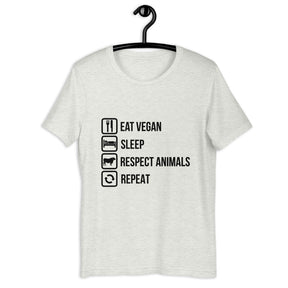 EAT VEGAN RESPECT ANIMALS REPEAT UNISEX t-shirt