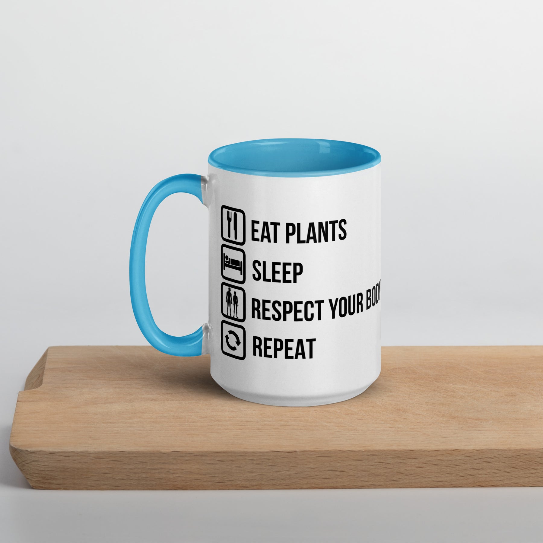 EAT PLANTS RESPECT YOUR BODY Mug with Color Inside