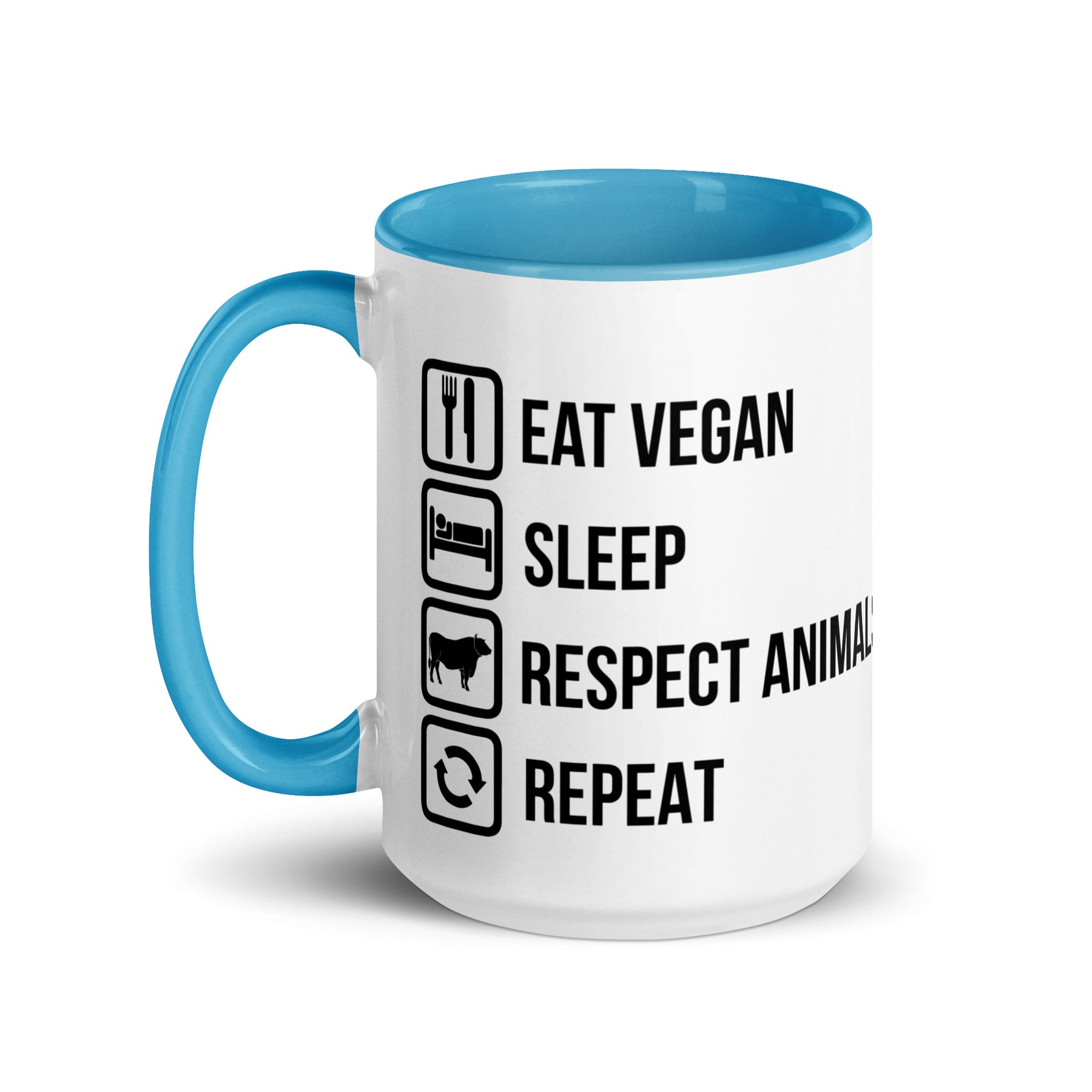 EAT VEGAN RESPECT ANIMALS Mug with Color Inside