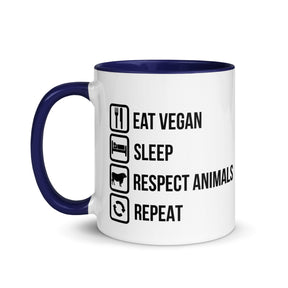 EAT VEGAN RESPECT ANIMALS Mug with Color Inside