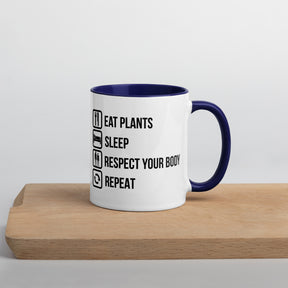 EAT PLANTS RESPECT YOUR BODY Mug with Color Inside