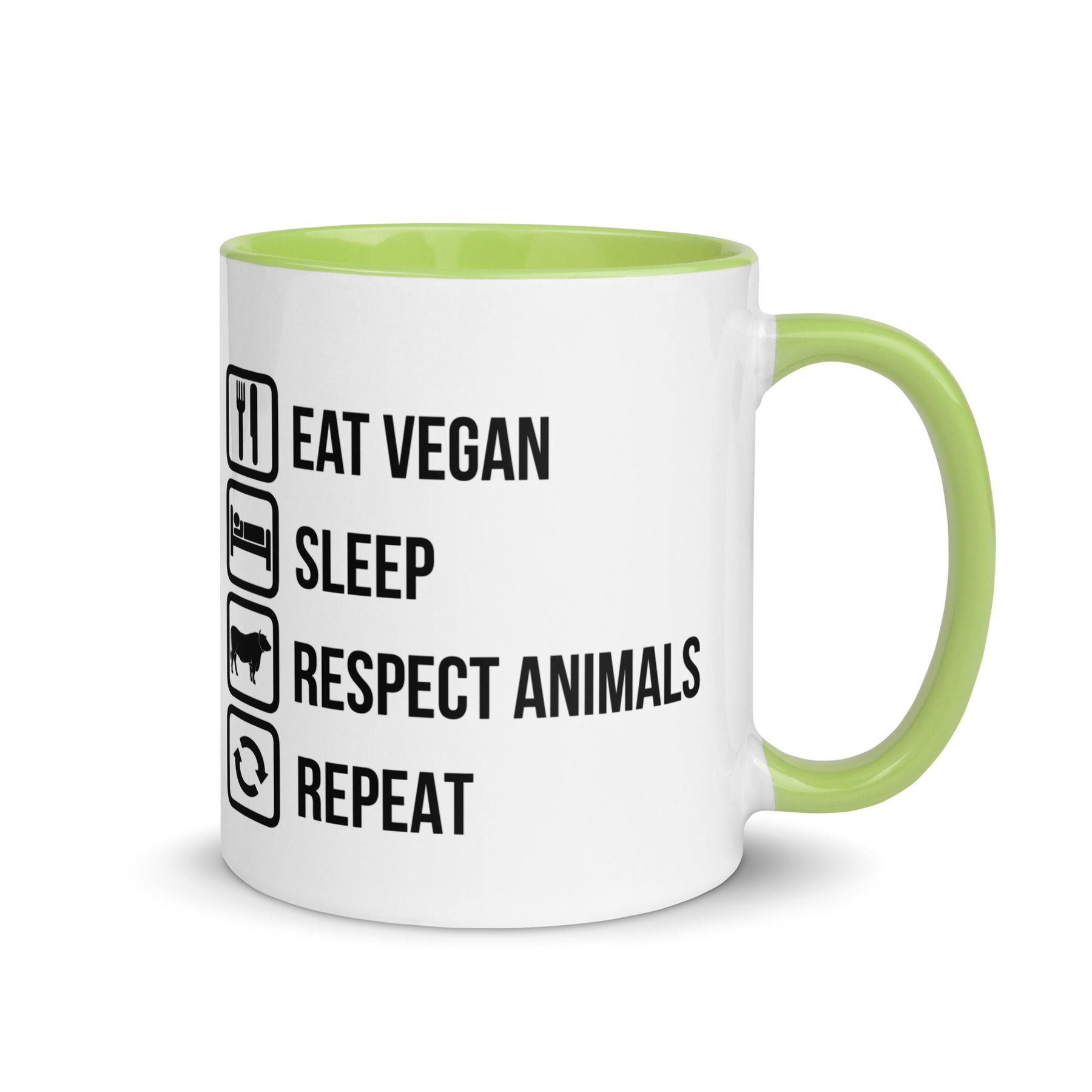 EAT VEGAN RESPECT ANIMALS Mug with Color Inside