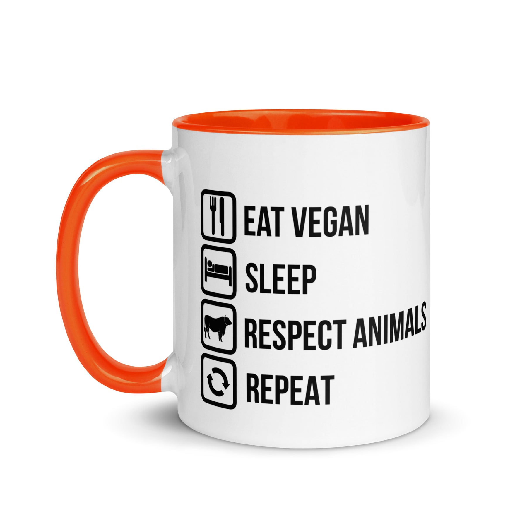 EAT VEGAN RESPECT ANIMALS Mug with Color Inside