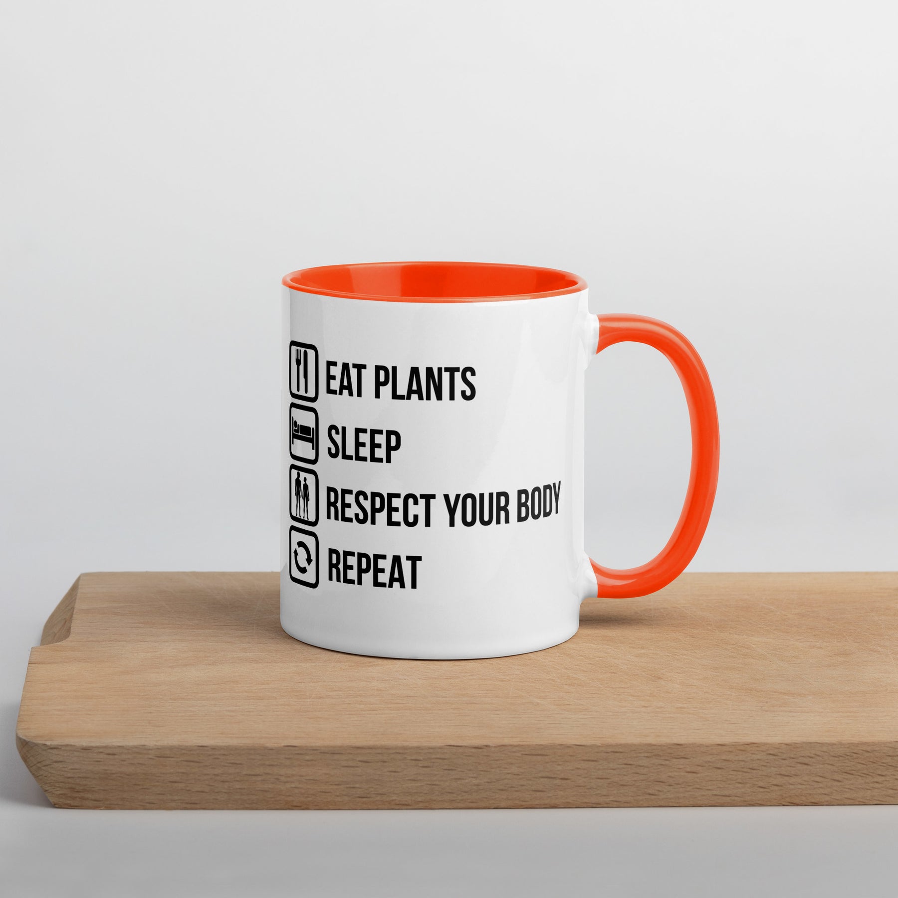 EAT PLANTS RESPECT YOUR BODY Mug with Color Inside