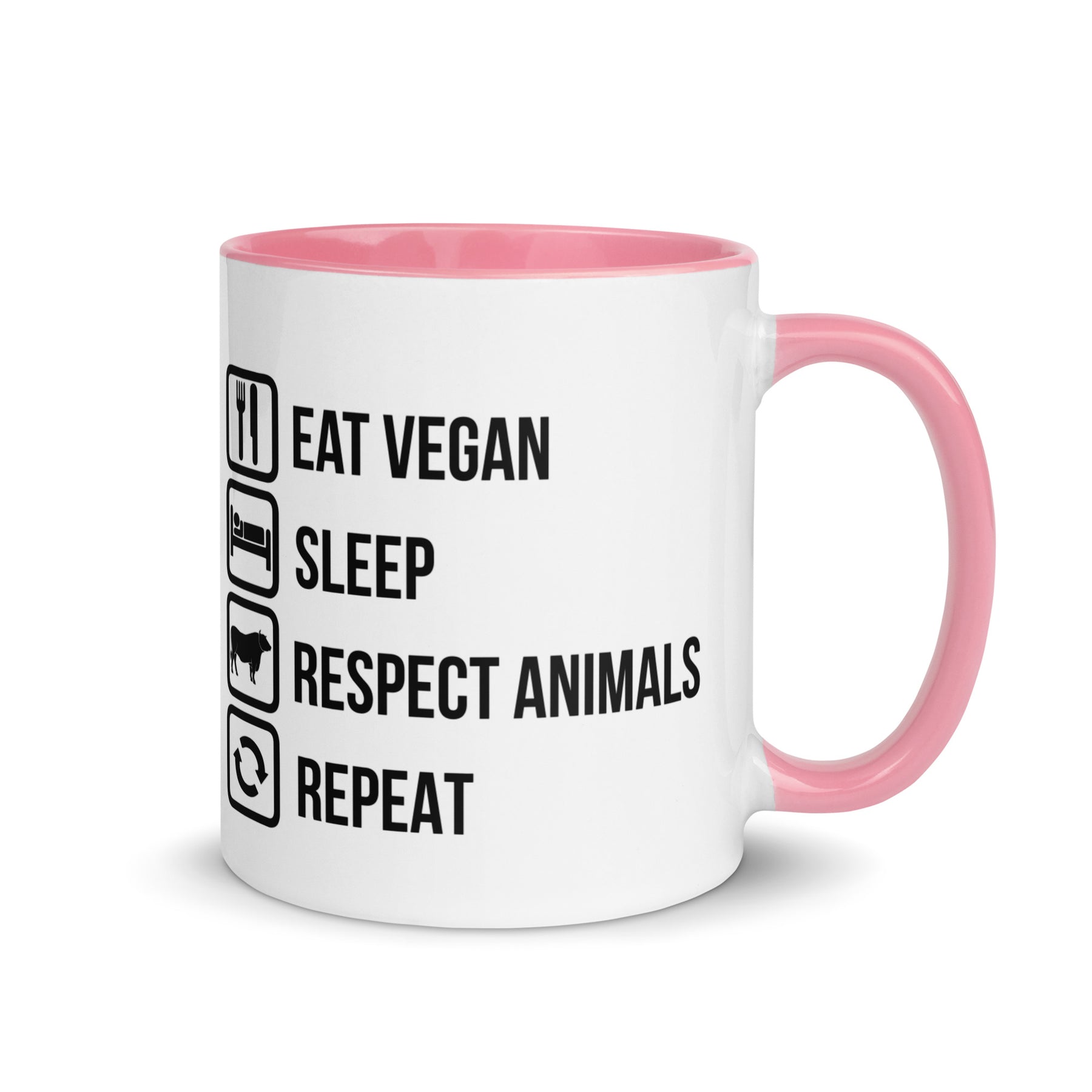 EAT VEGAN RESPECT ANIMALS Mug with Color Inside