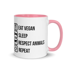 EAT VEGAN RESPECT ANIMALS Mug with Color Inside