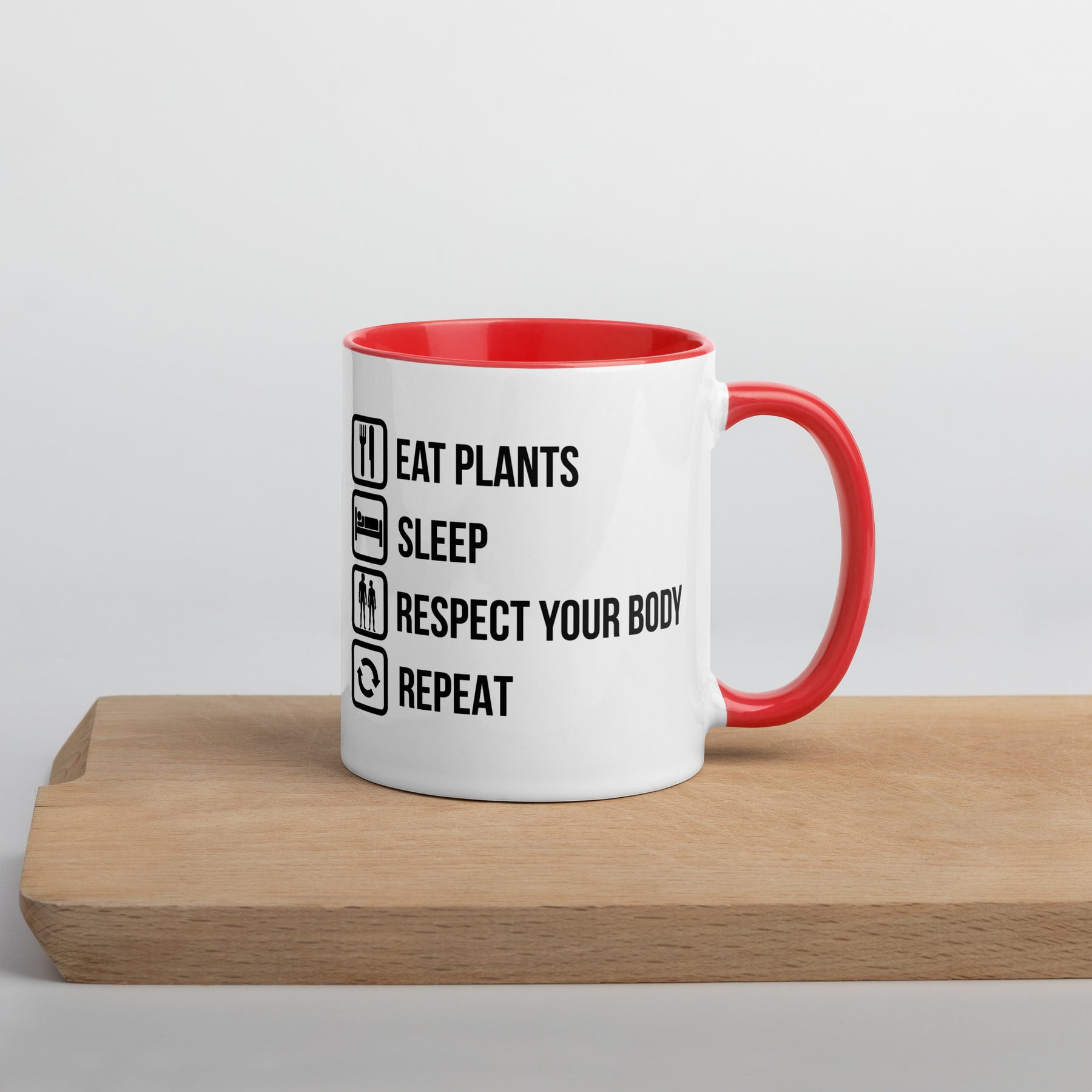 EAT PLANTS RESPECT YOUR BODY Mug with Color Inside