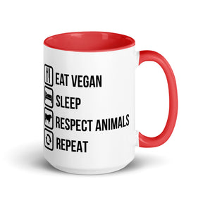 EAT VEGAN RESPECT ANIMALS Mug with Color Inside