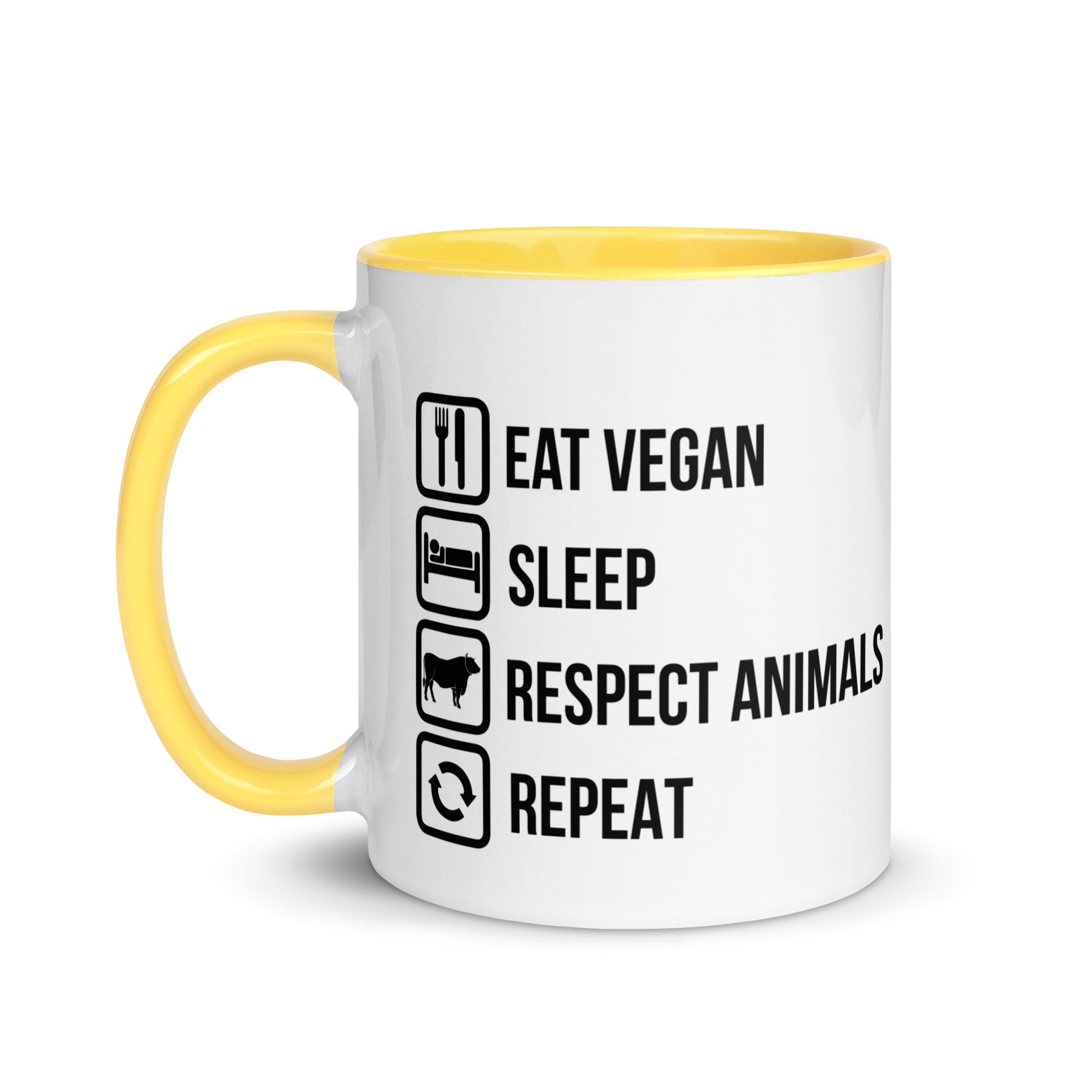 EAT VEGAN RESPECT ANIMALS Mug with Color Inside