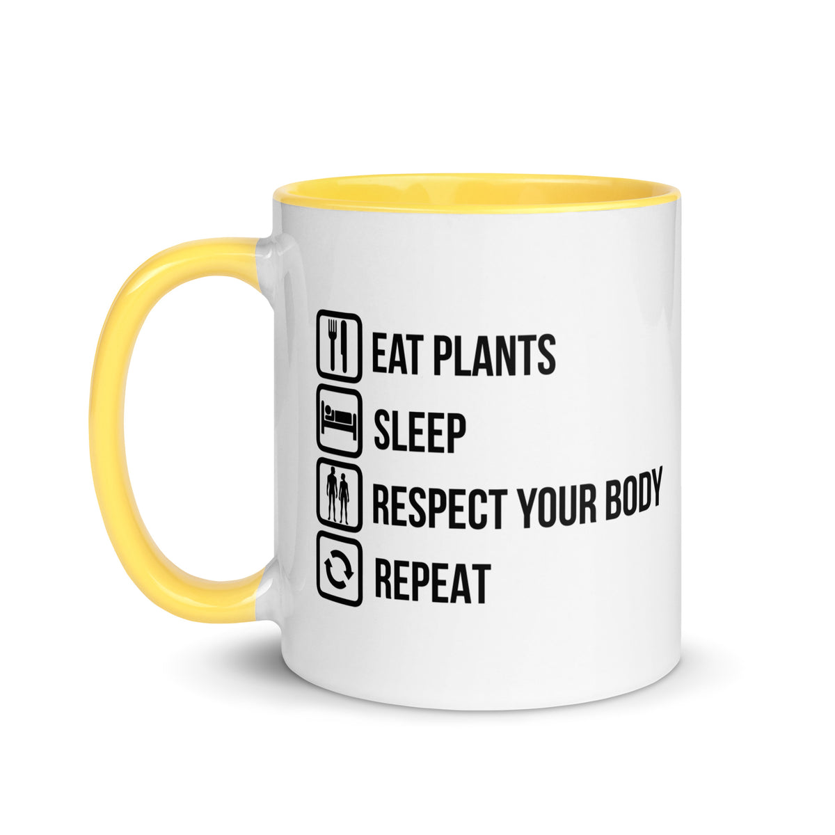 EAT PLANTS RESPECT YOUR BODY Mug with Color Inside