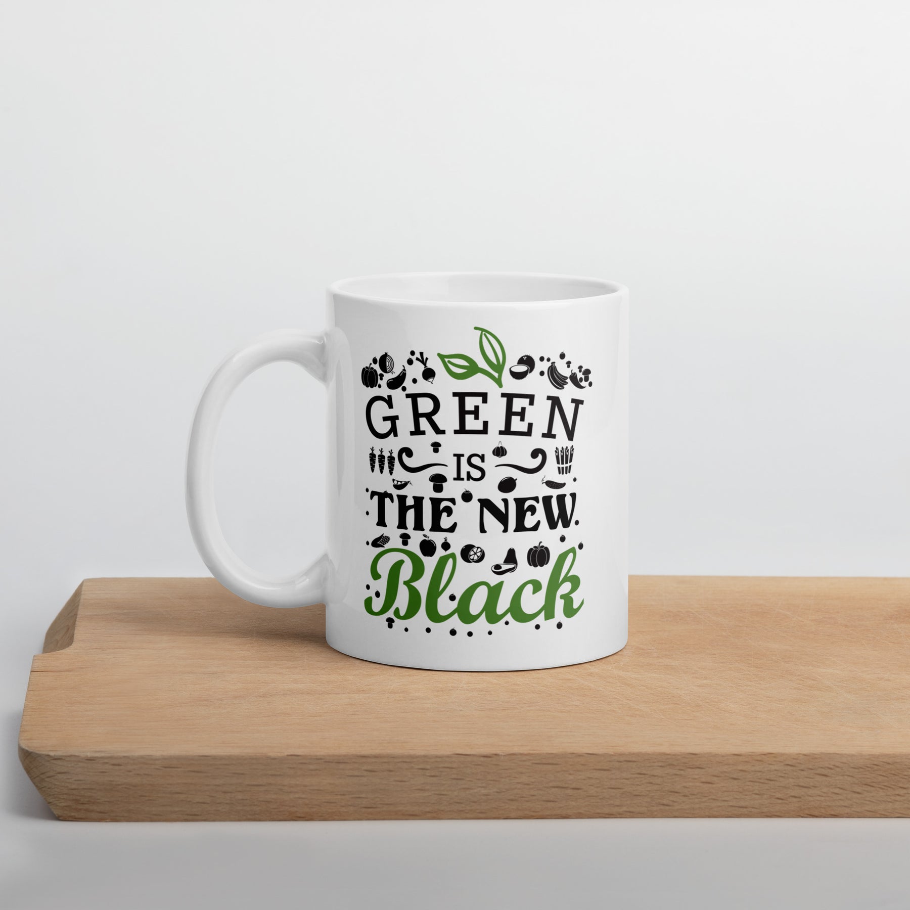 GREEN IS NEW BLACK White glossy mug