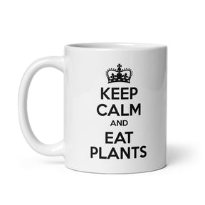 KEEP CALM EAT PLANTS White glossy mug