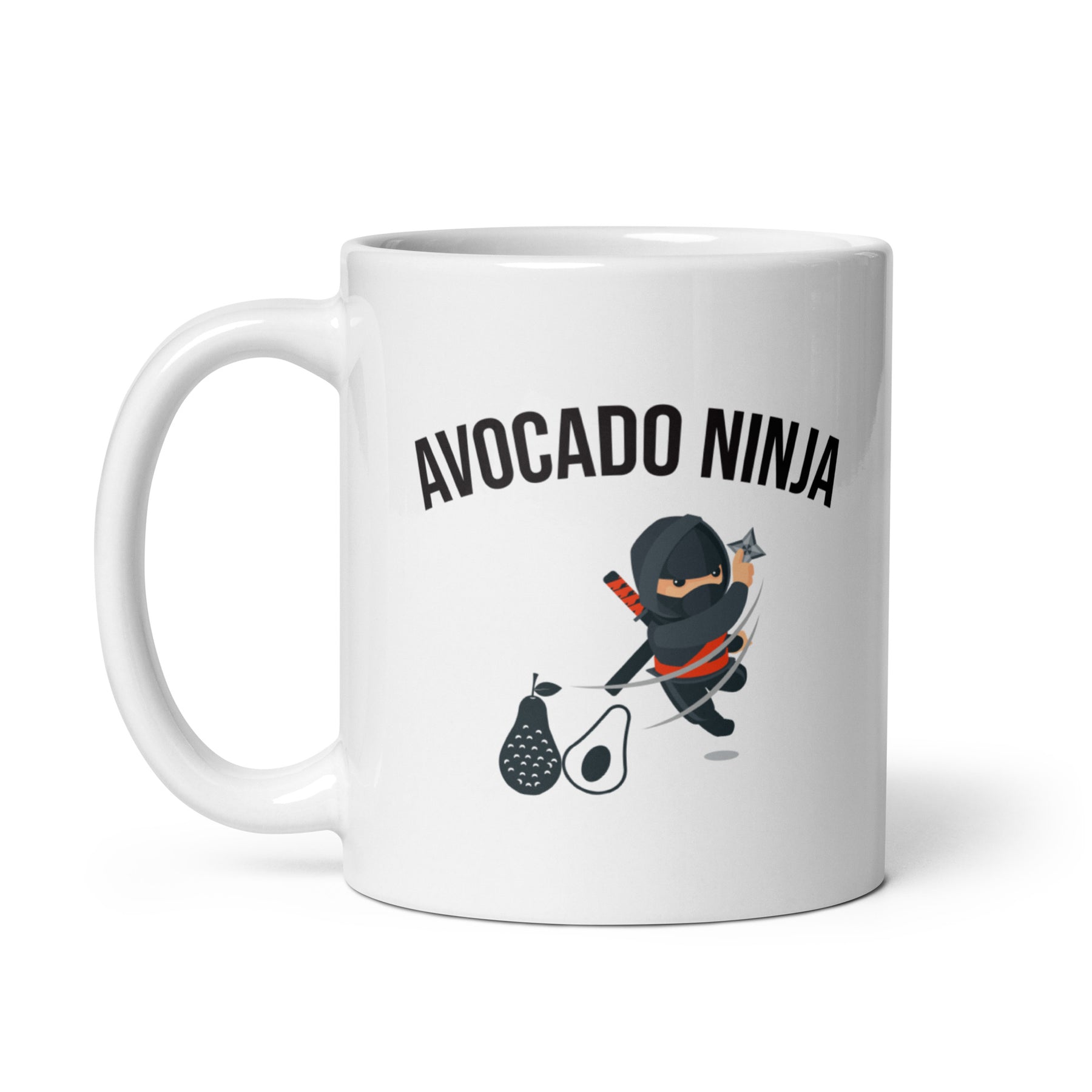 AVOCADO NINJA White glossy mug