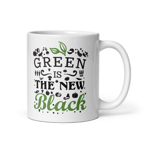 GREEN IS NEW BLACK White glossy mug