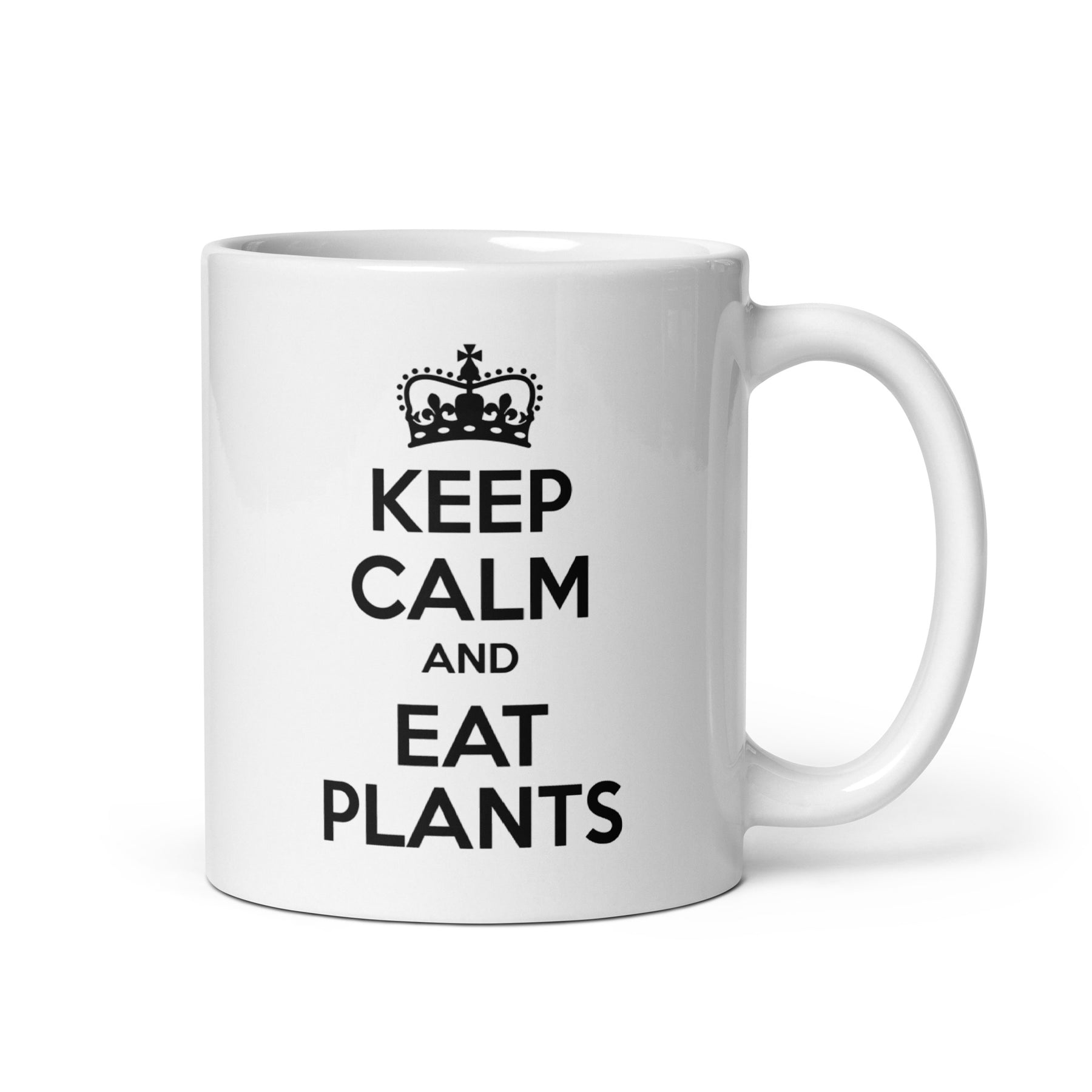 KEEP CALM EAT PLANTS White glossy mug