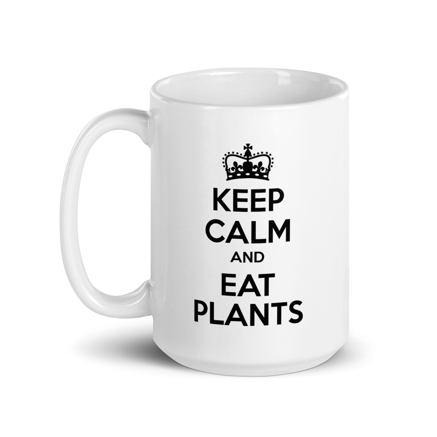 KEEP CALM EAT PLANTS White glossy mug