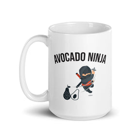 AVOCADO NINJA White glossy mug