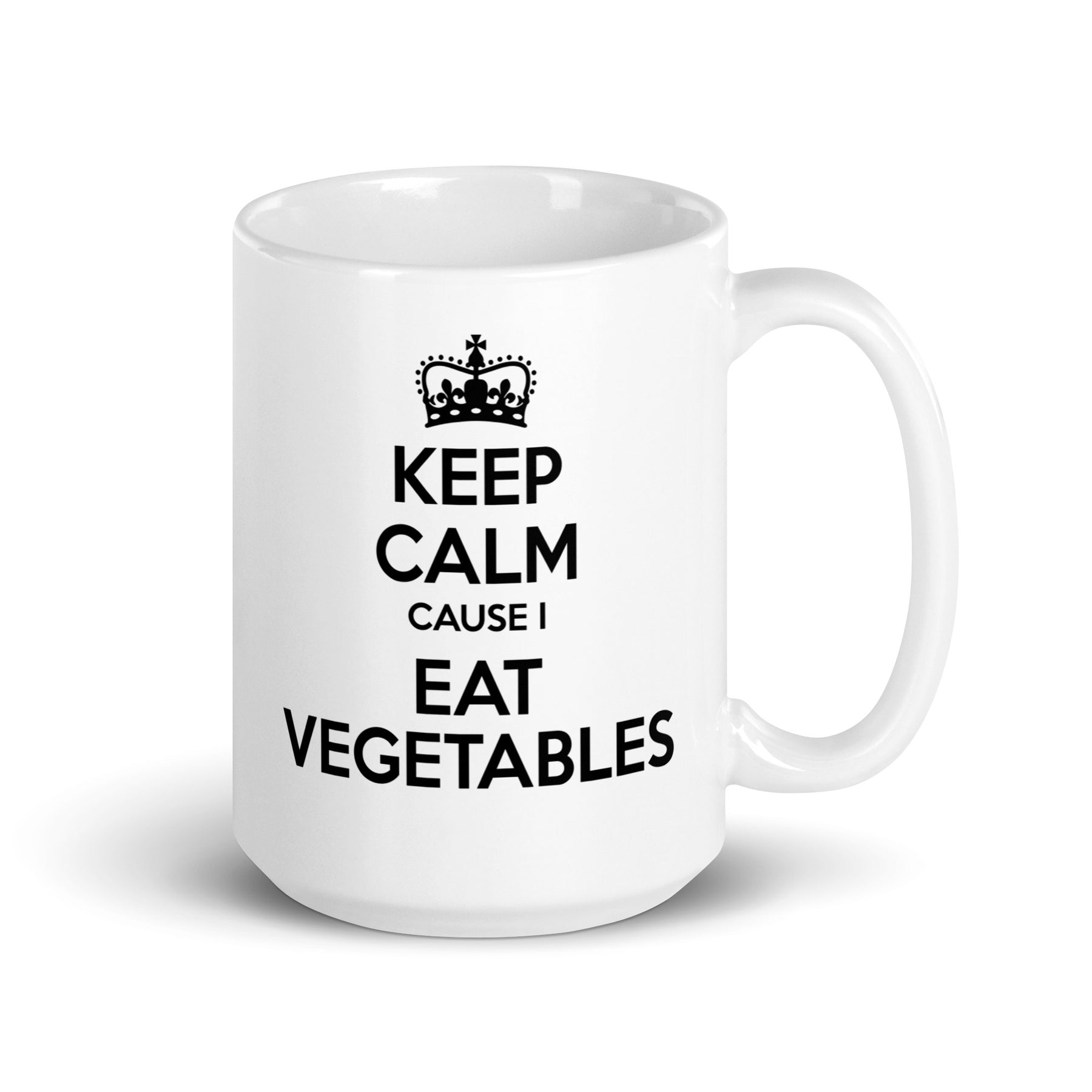 KEEP CALM EAT VEGETABLES White glossy mug