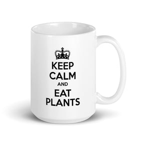 KEEP CALM EAT PLANTS White glossy mug