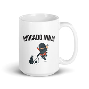 AVOCADO NINJA White glossy mug