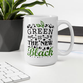 GREEN IS NEW BLACK White glossy mug