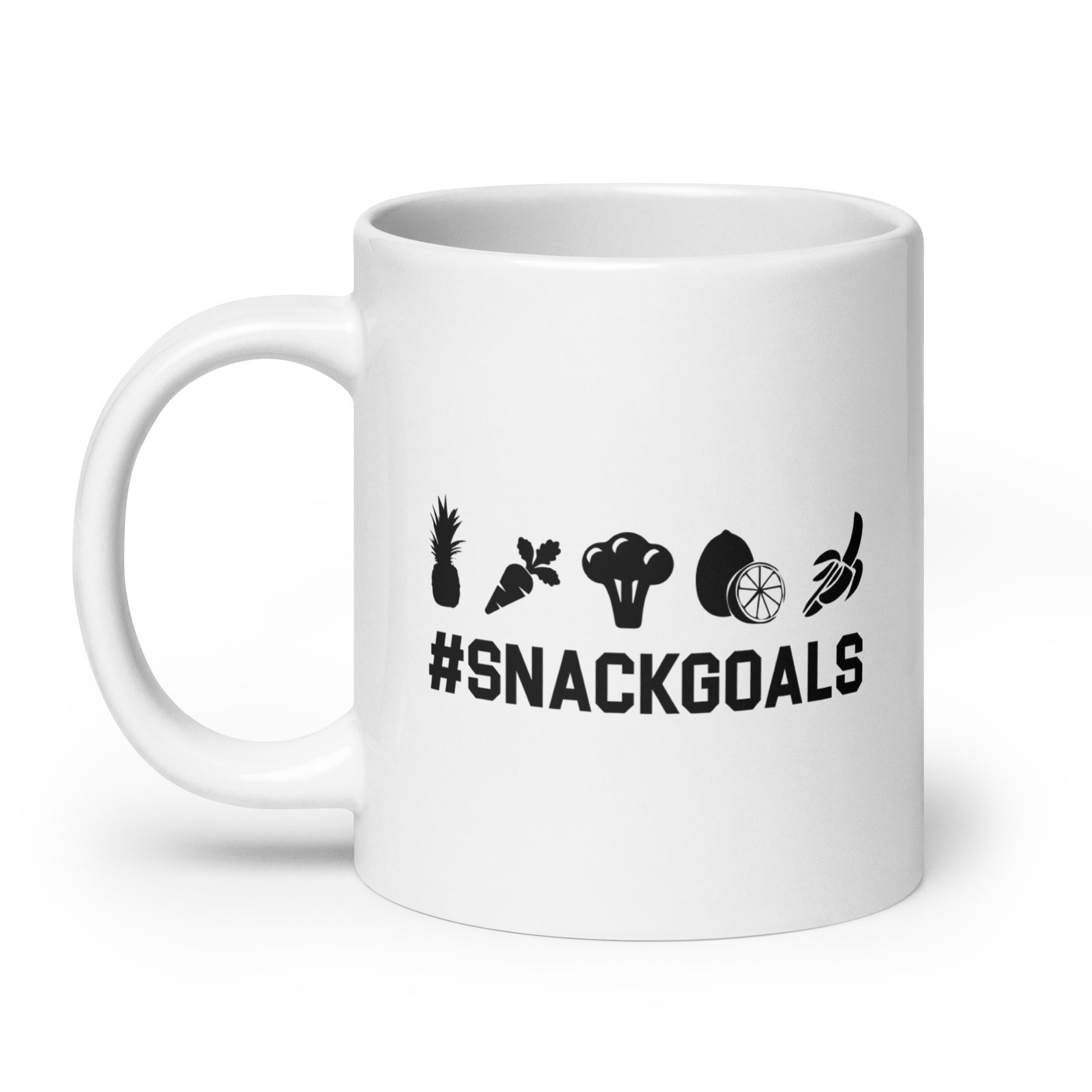 SNACK GOALS White glossy mug