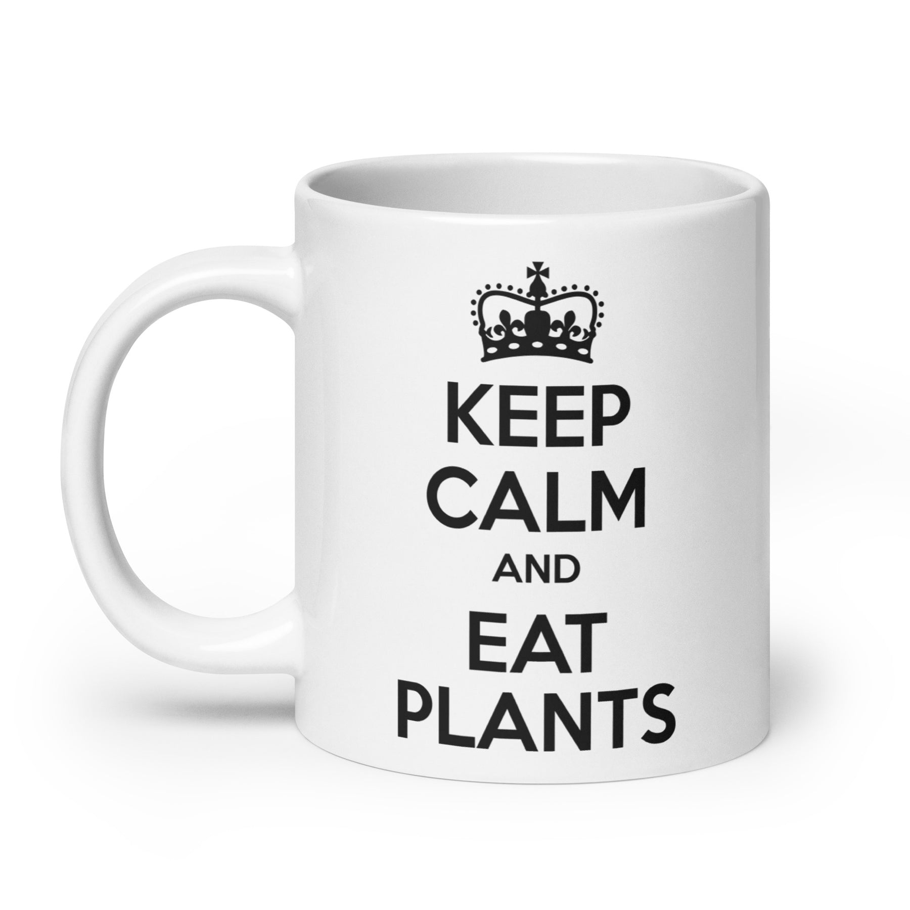 KEEP CALM EAT PLANTS White glossy mug