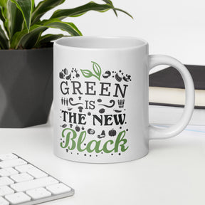 GREEN IS NEW BLACK White glossy mug