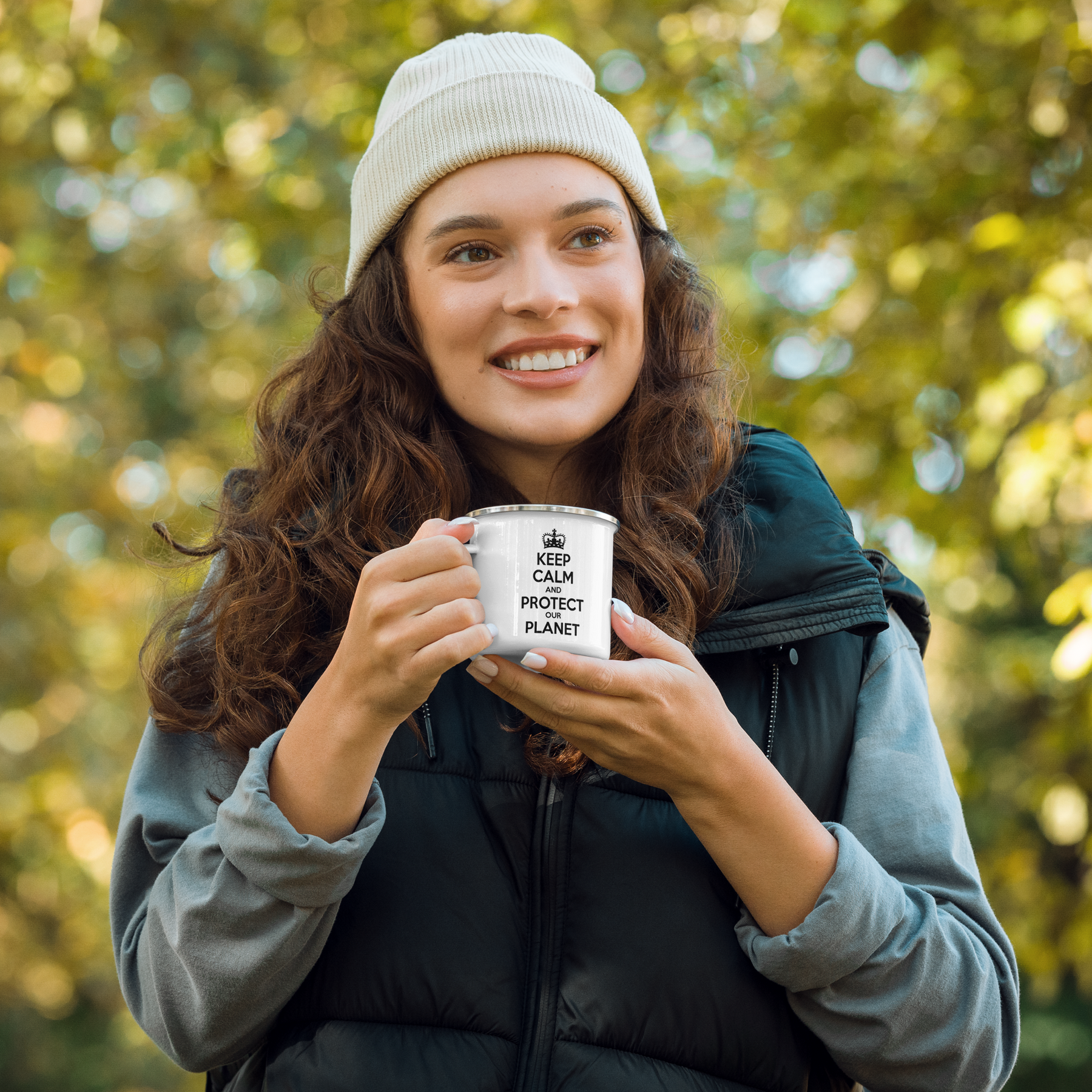 KEEP CALM PROTECT OUR PLANET Enamel Mug