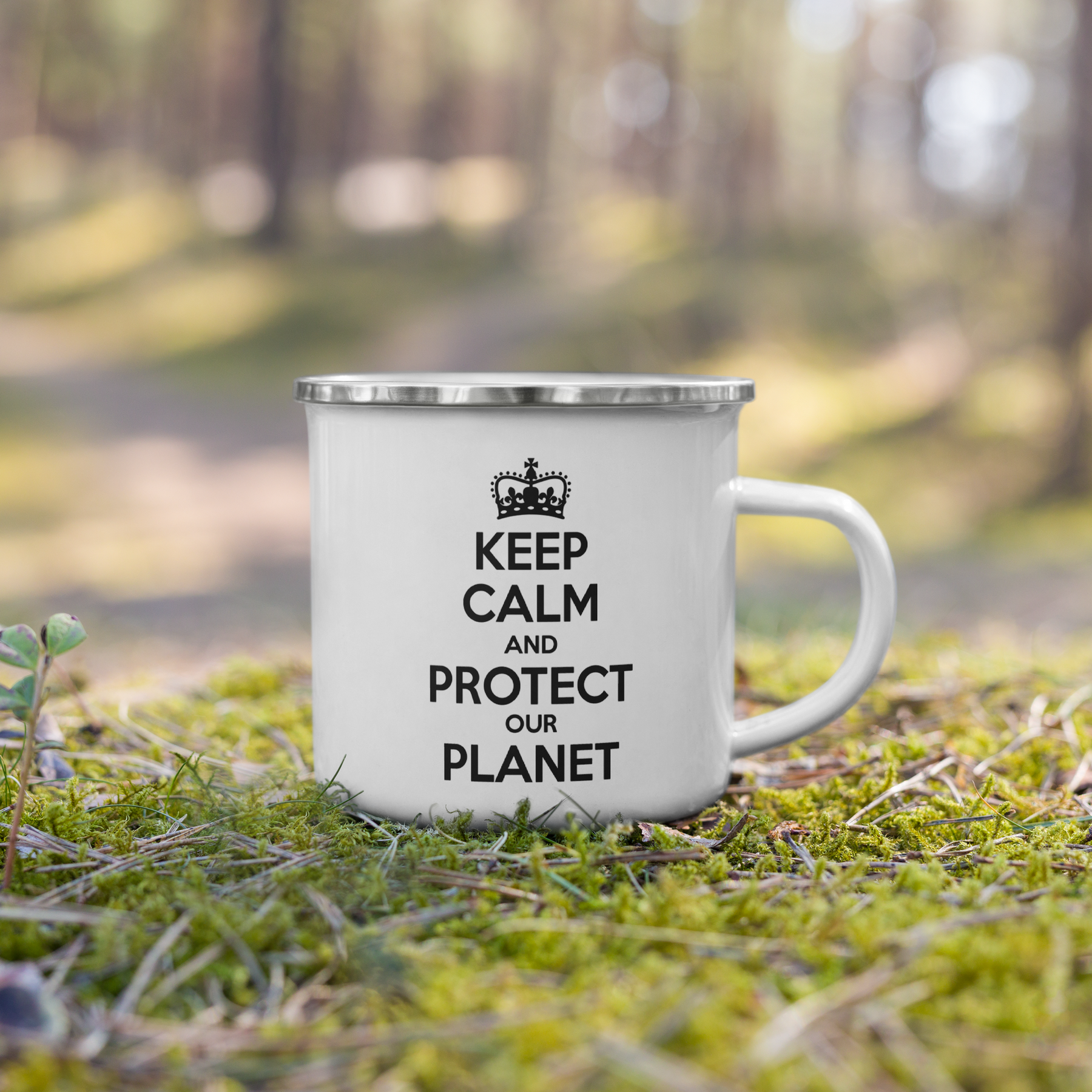 KEEP CALM PROTECT OUR PLANET Enamel Mug