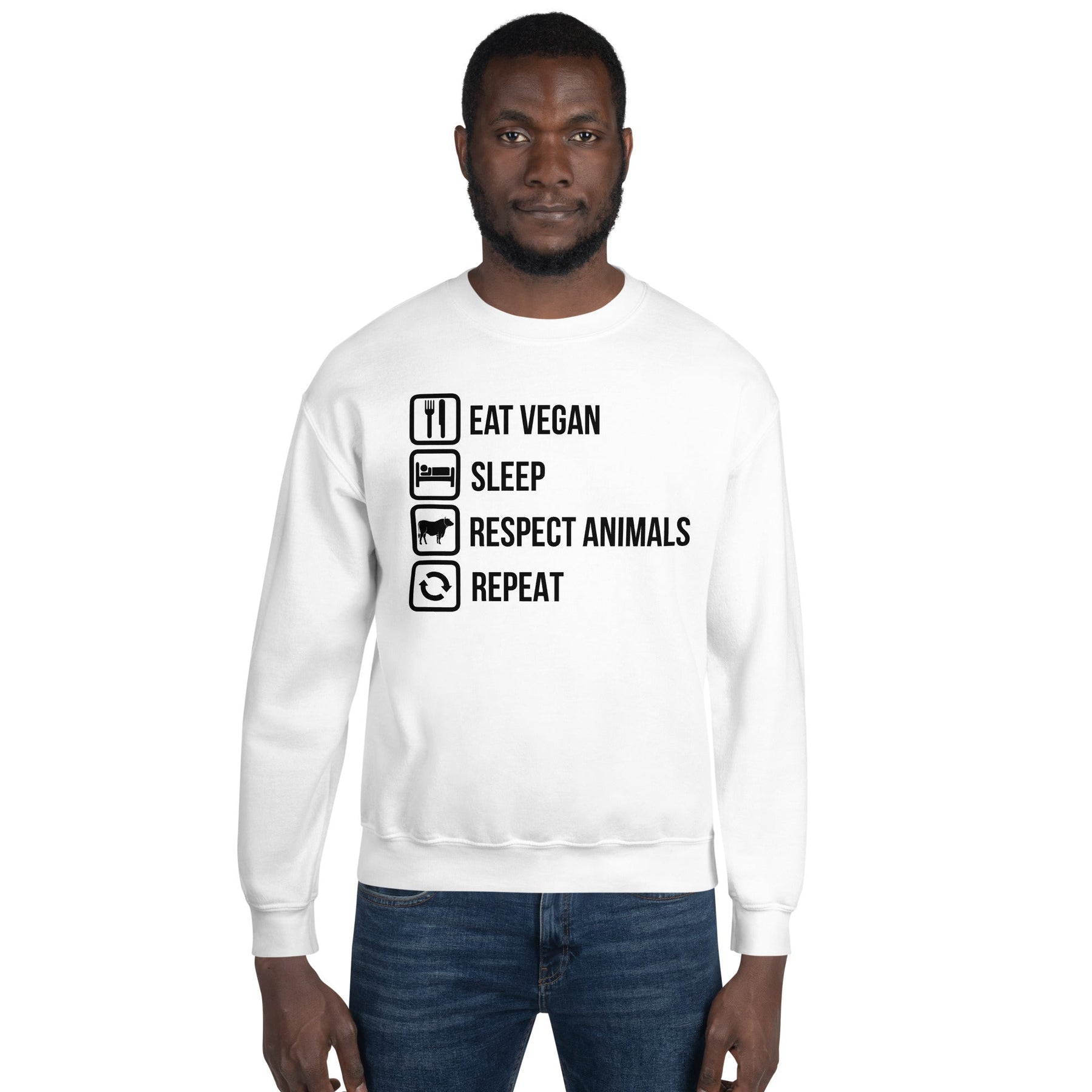 EAT VEGAN RESPECT ANIMALS REPEAT Sweatshirt