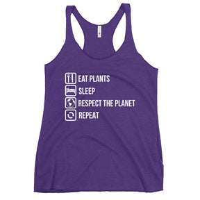 EAT PLANTS SLEEP RESPECT PLANET Women's  Tank